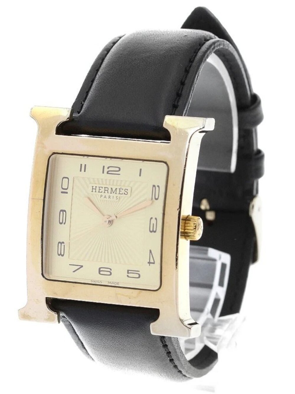 HERMES H watch HH1.801 gold Dial Quartz Men's Watch_883144